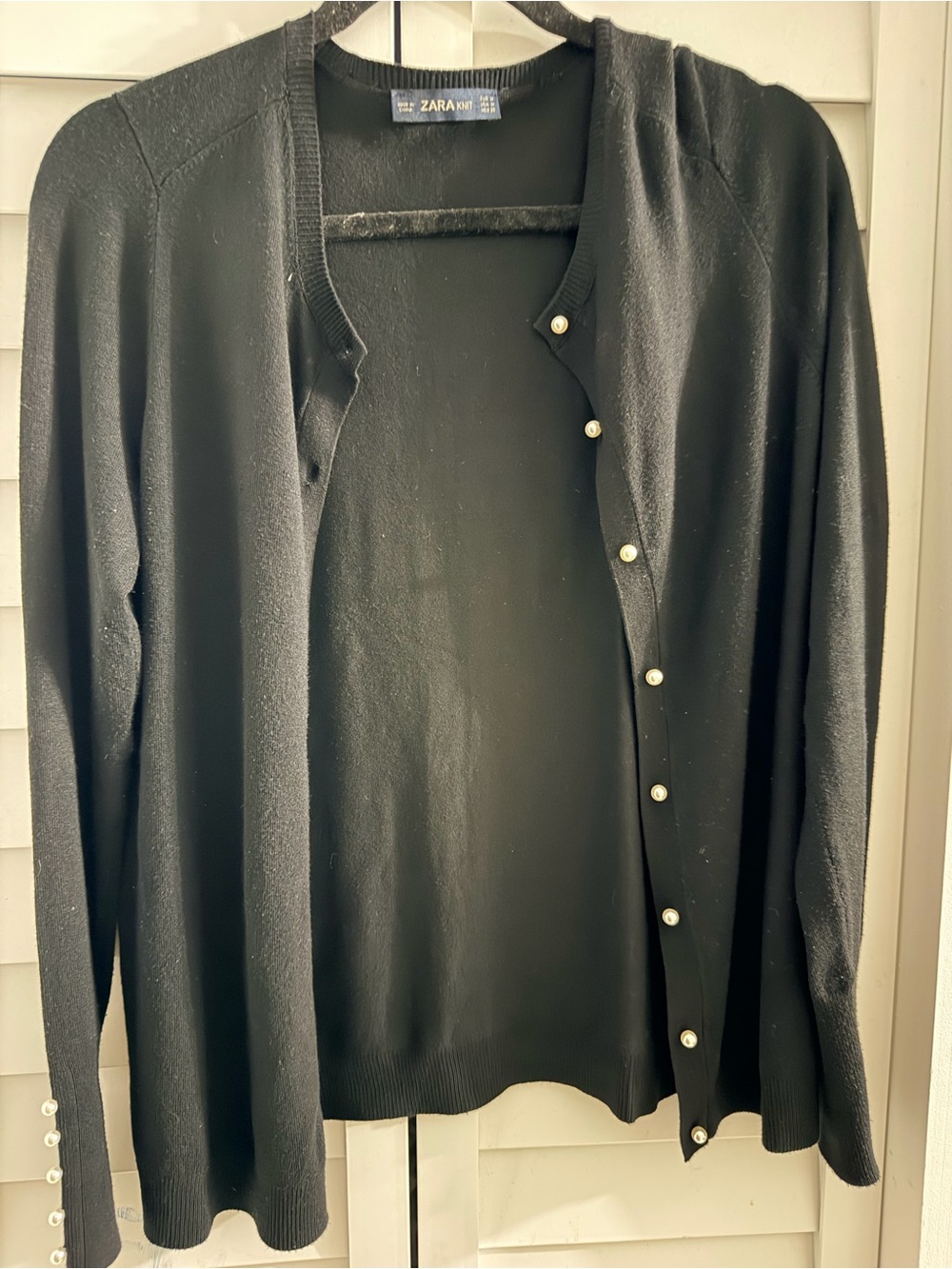 Zara Black Cardigan with Pearl Buttons